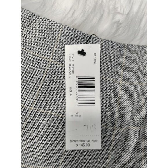 NWT VTG Linda Allard Ellen Tracy Silk Plaid Mini Skirt Black White Women's 14 - Picture 7 of 13